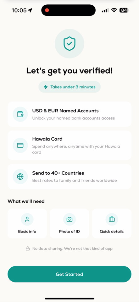 Stack identity verification screen